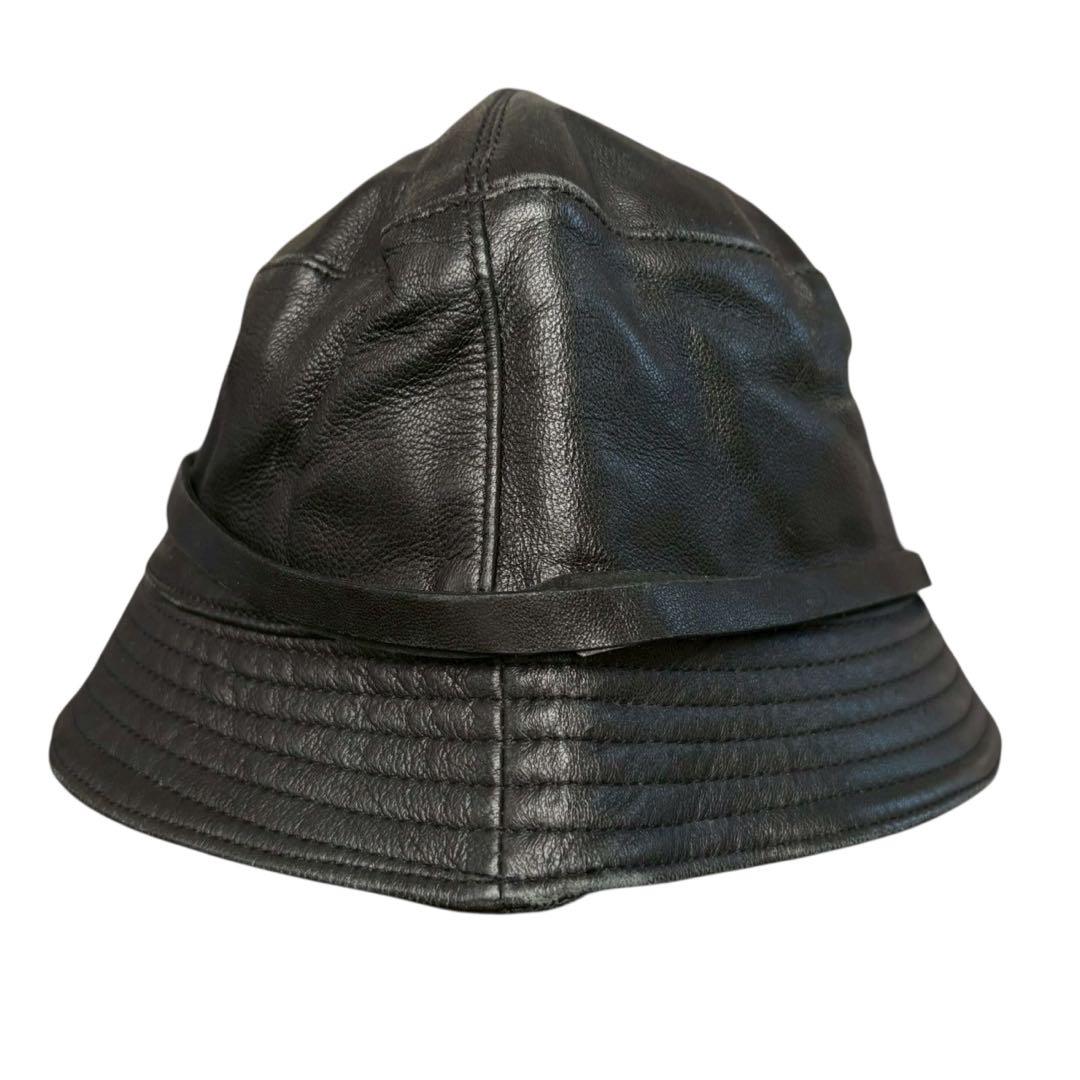 グッチ GUCCI レザー ハット バケットハット バケツハット 帽子 ブラック