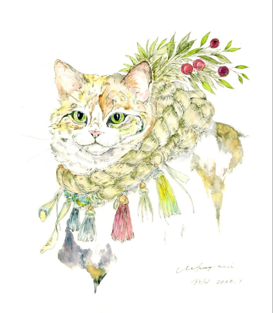 猫 ネコガミサマ １点物 ※額無し