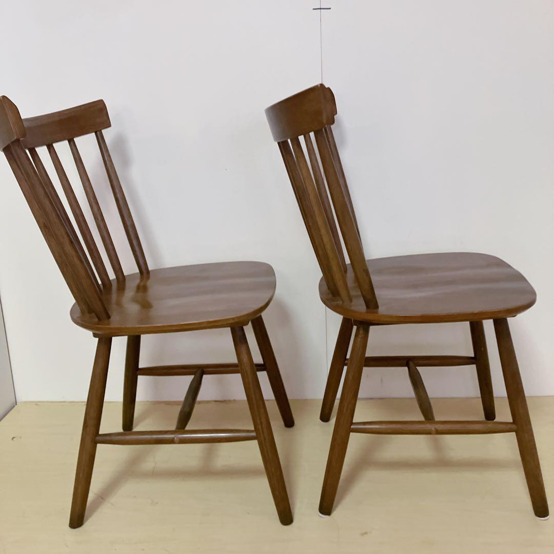 天然木　ウィンザーチェア　2脚セット　ダイニングチェア　北欧　アームレスチェア