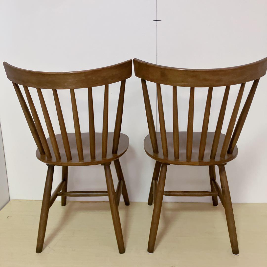 天然木　ウィンザーチェア　2脚セット　ダイニングチェア　北欧　アームレスチェア