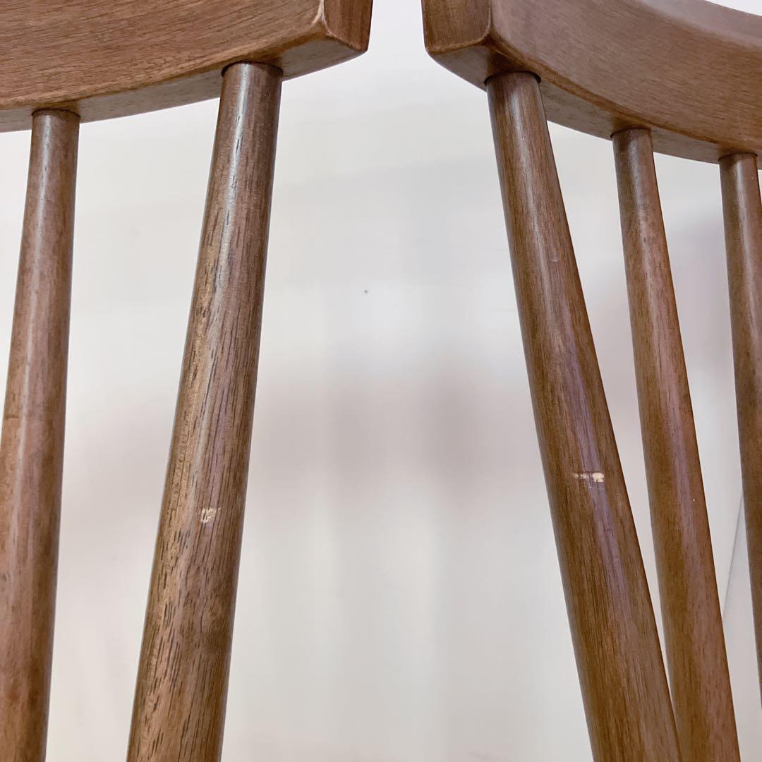 天然木　ウィンザーチェア　2脚セット　ダイニングチェア　北欧　アームレスチェア