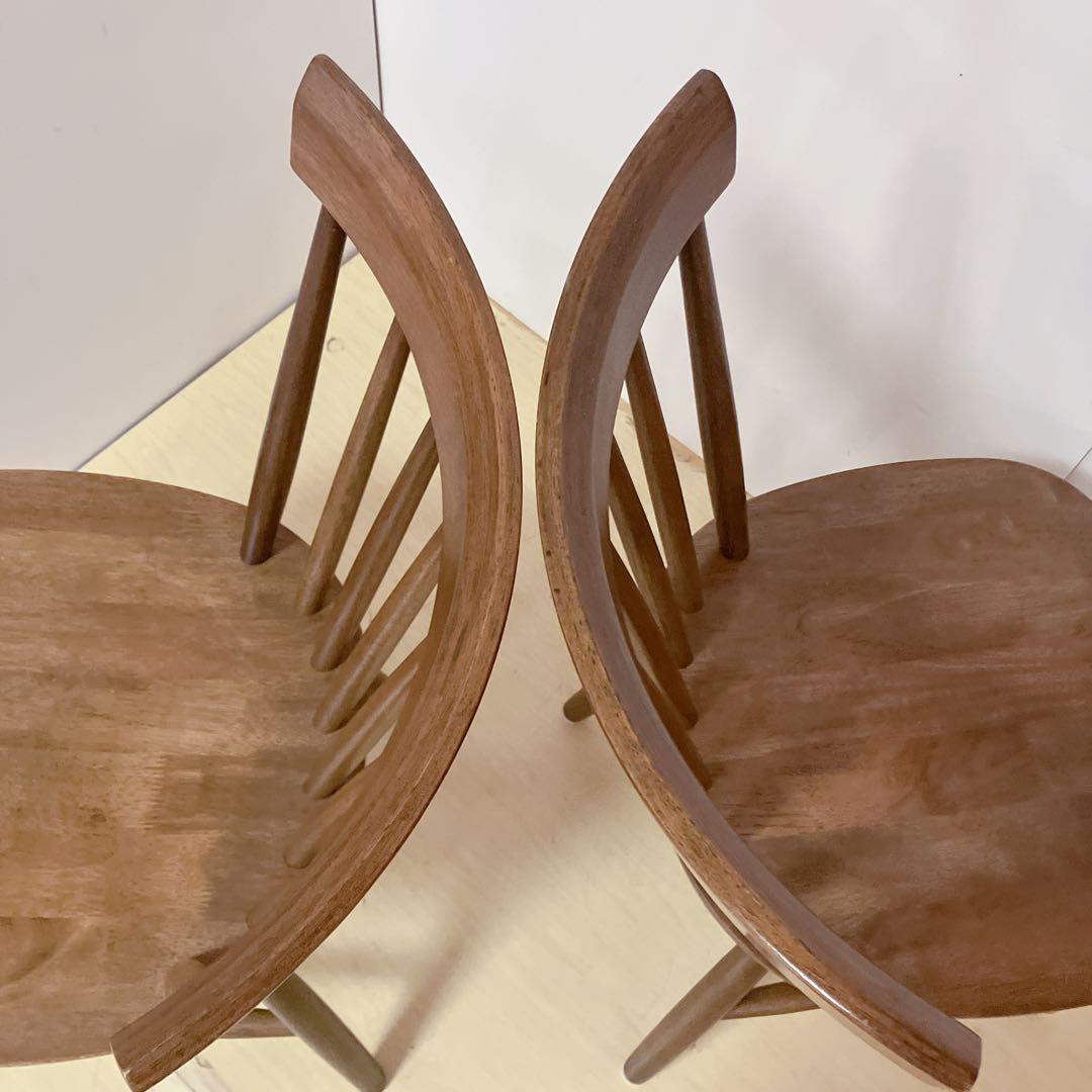 天然木　ウィンザーチェア　2脚セット　ダイニングチェア　北欧　アームレスチェア