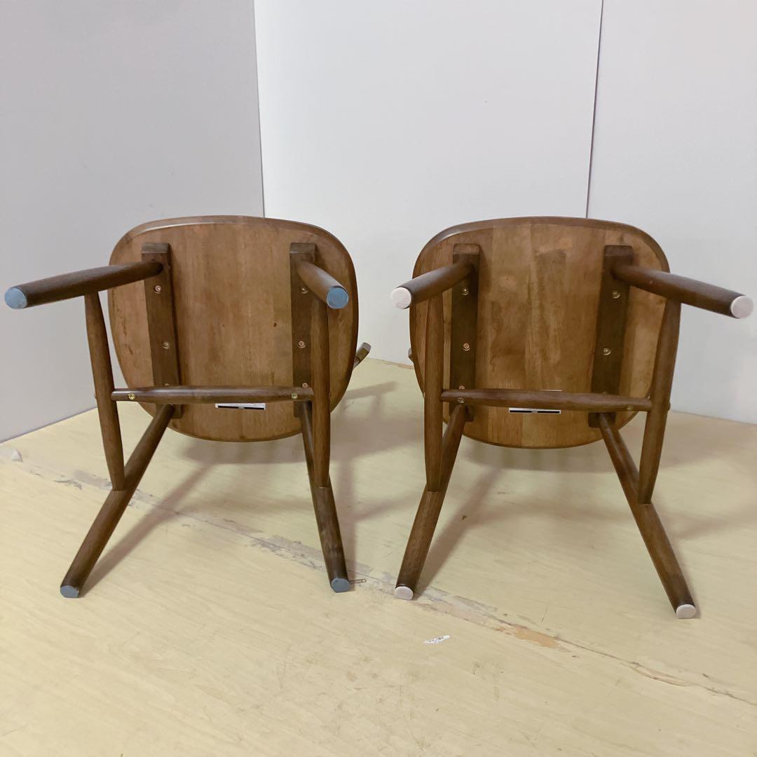 天然木　ウィンザーチェア　2脚セット　ダイニングチェア　北欧　アームレスチェア