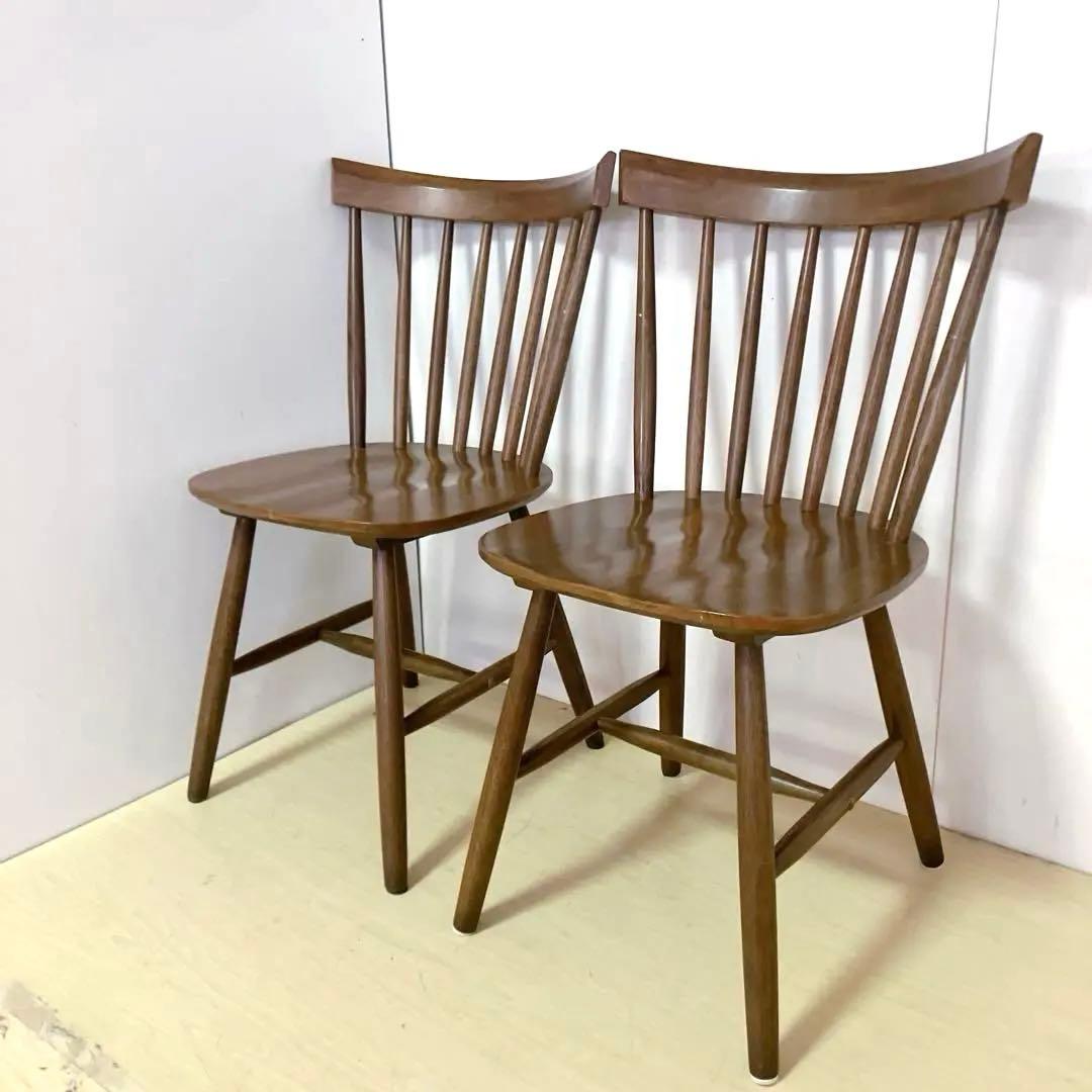 天然木　ウィンザーチェア　2脚セット　ダイニングチェア　北欧　アームレスチェア