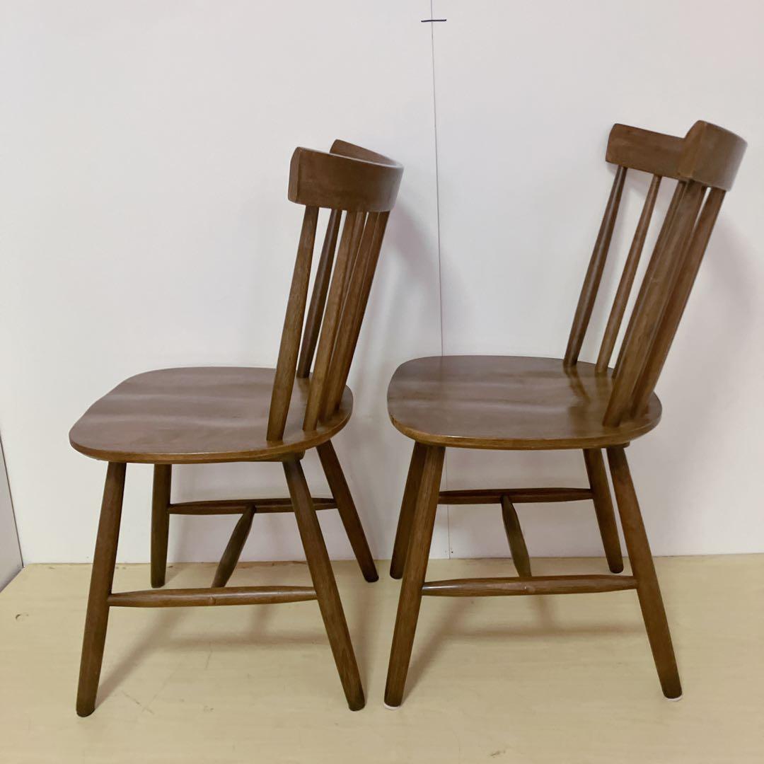 天然木　ウィンザーチェア　2脚セット　ダイニングチェア　北欧　アームレスチェア