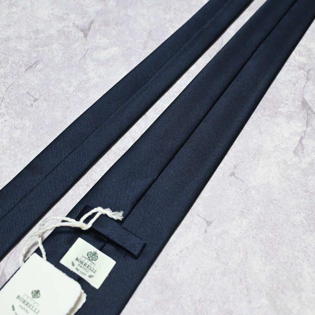 【タグ付未使用】ルイジボレッリ ソリッドダークネイビー ネクタイ
