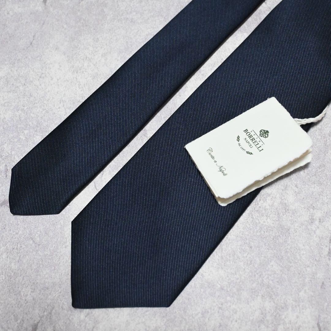 【タグ付未使用】ルイジボレッリ ソリッドダークネイビー ネクタイ