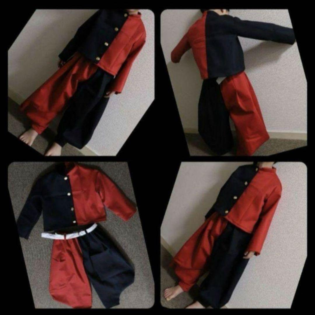 赤の学ラン（少し短め、細身）ニッカズボン、黒ベルト、90.130.140