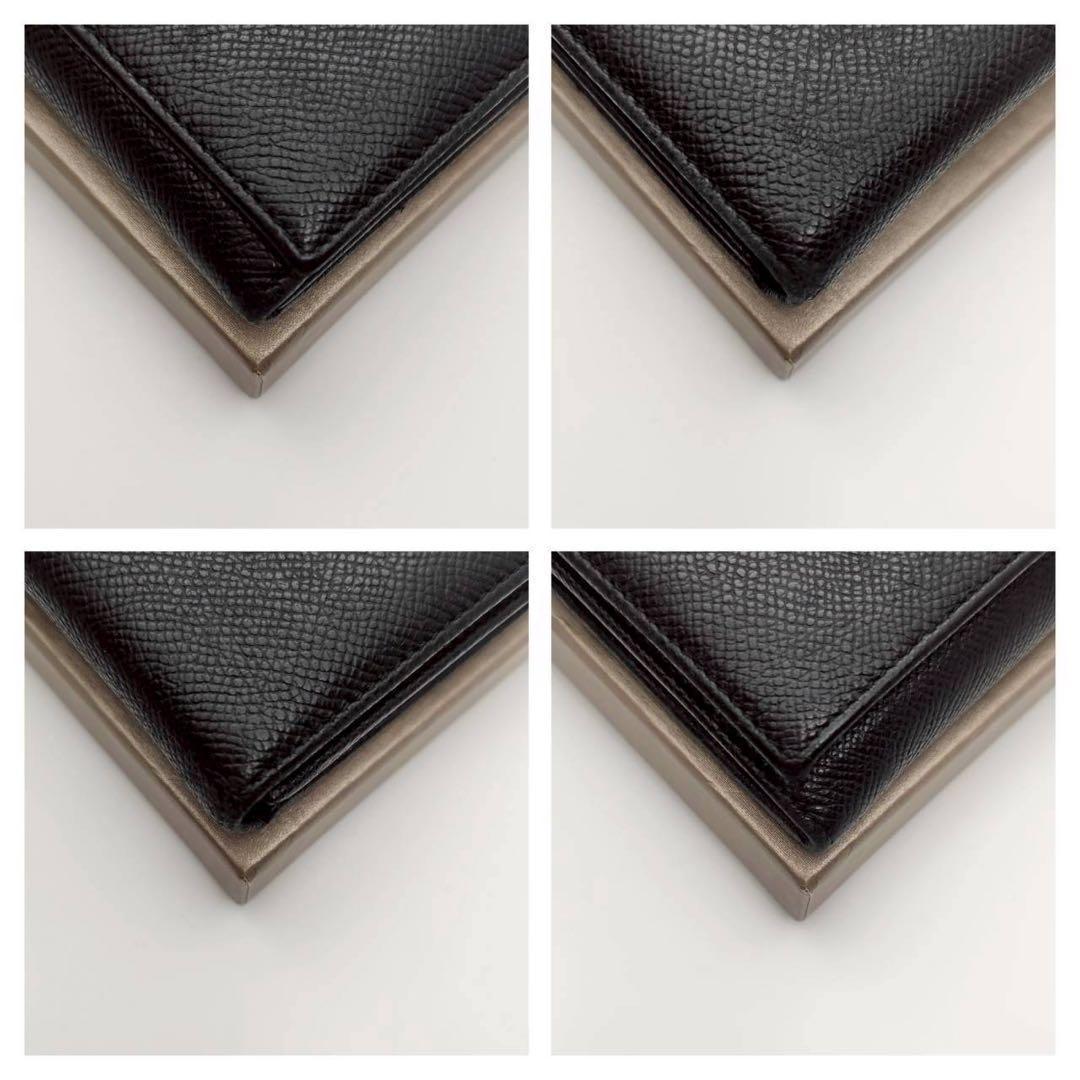 極美品 ブルガリ 長財布 二つ折りロゴクリップ ブラック レザー