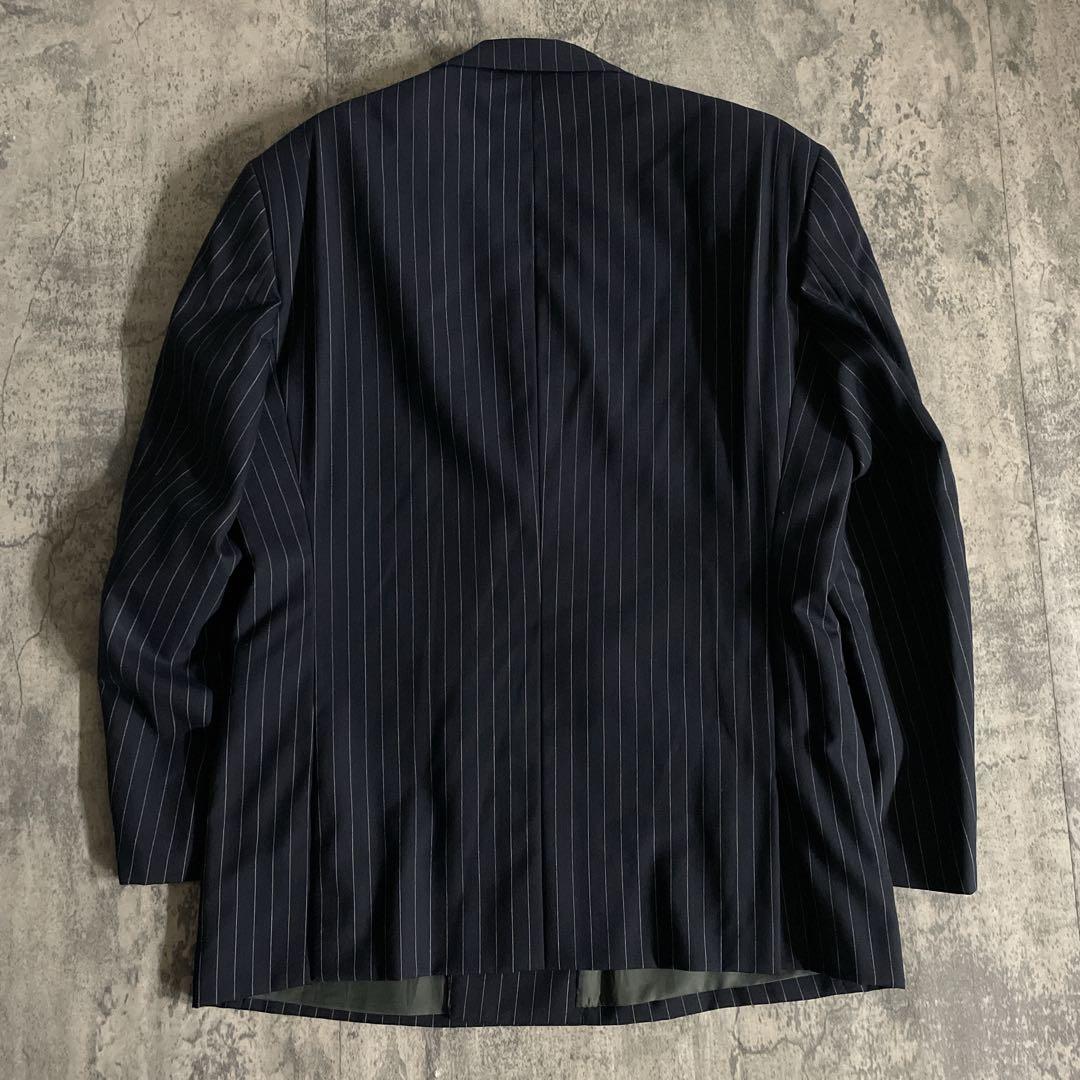 極美品 極上ウール GUCCI ネクタイ ストライプ ダブルブレストスーツ 漆黒