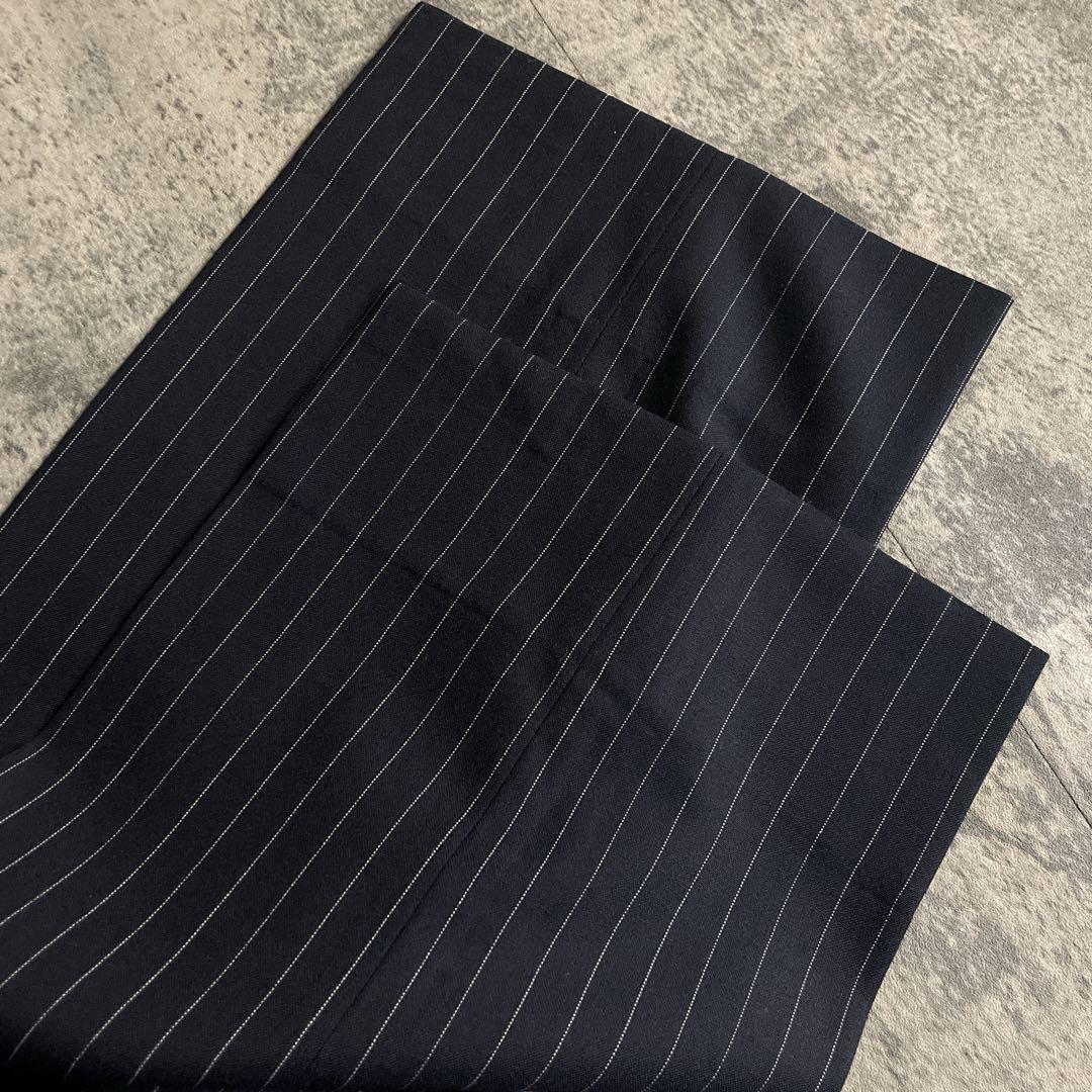極美品 極上ウール GUCCI ネクタイ ストライプ ダブルブレストスーツ 漆黒