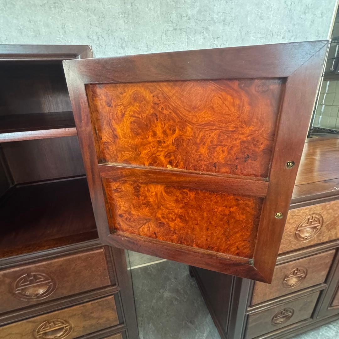 重厚な存在感　中国家具 花梨材 唐木 4段 チェスト 無垢 高級飾り家具