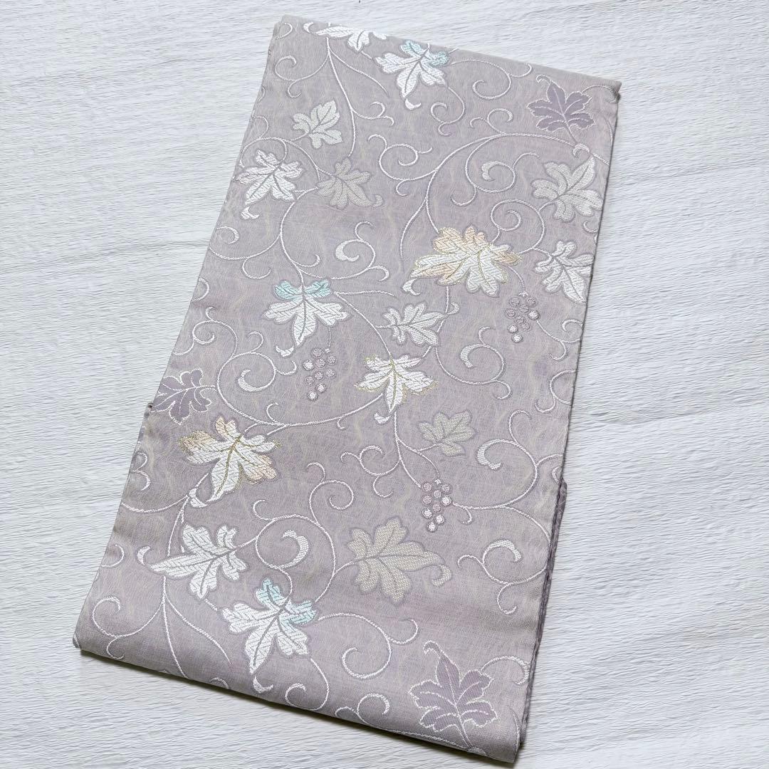 M-50 弥栄織物 葡萄 蔦 名古屋帯 正絹