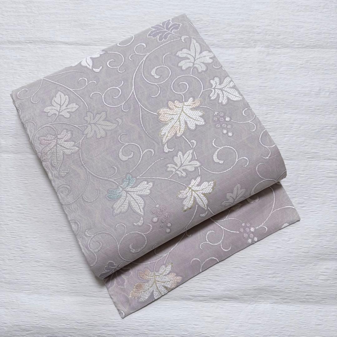 M-50 弥栄織物 葡萄 蔦 名古屋帯 正絹