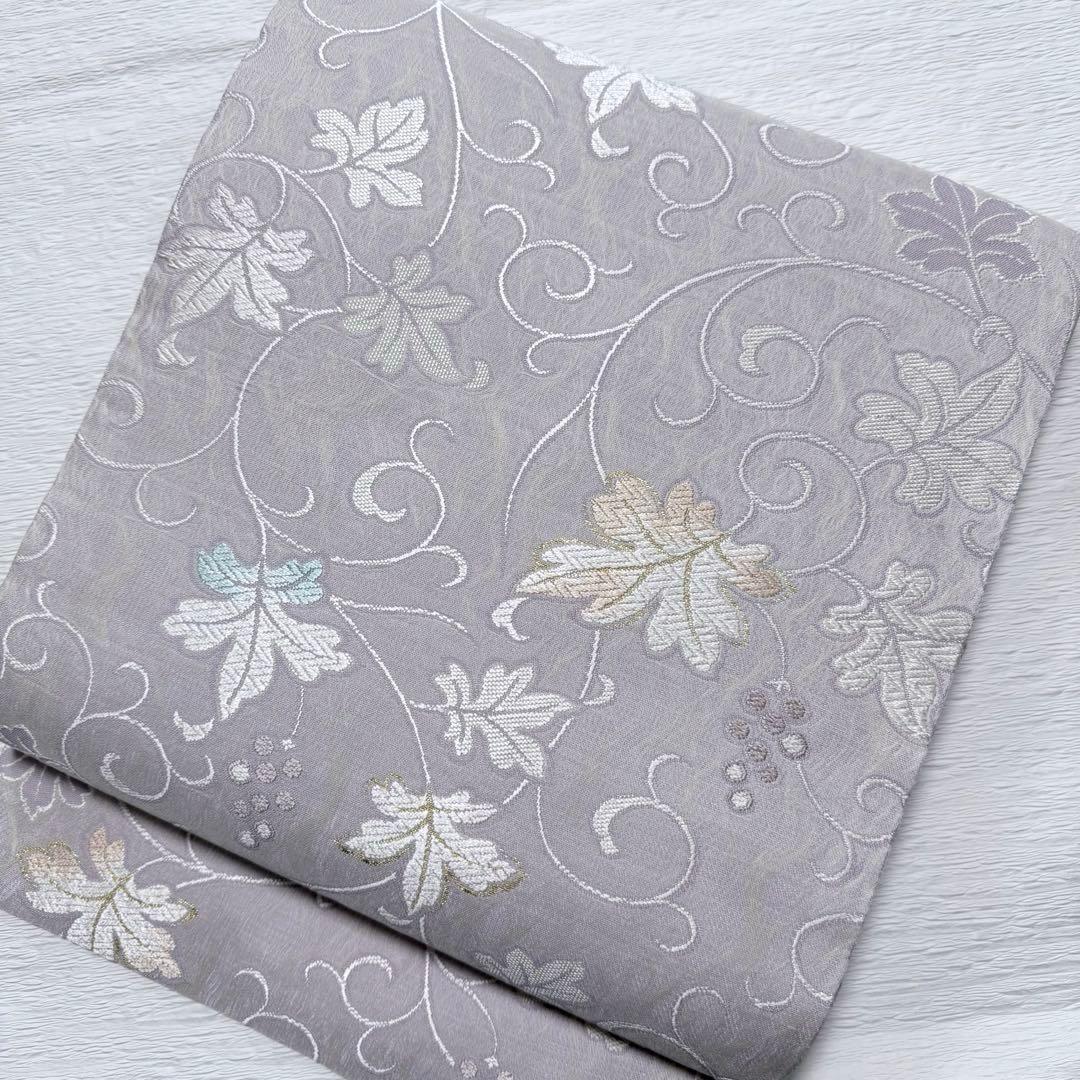 M-50 弥栄織物 葡萄 蔦 名古屋帯 正絹