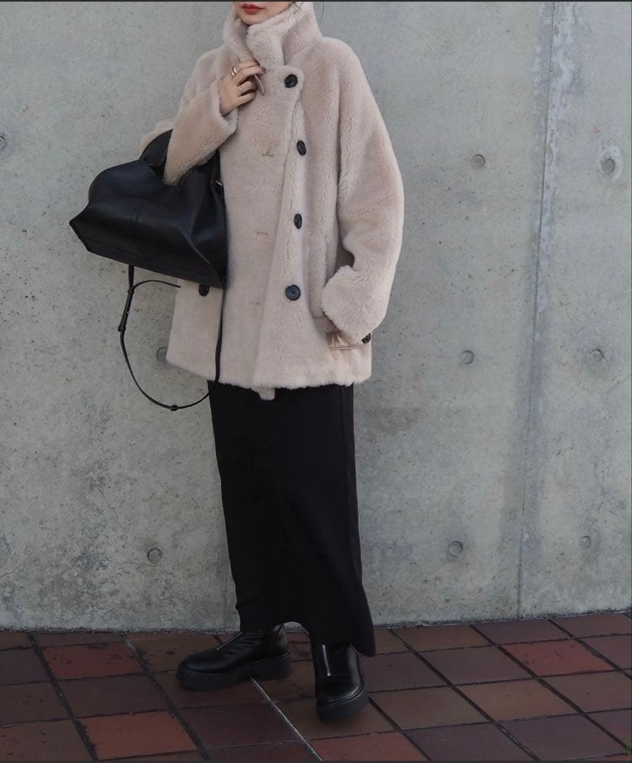 LAULEN B3 boa jacket /スタンドカラーファーミドルジャケット