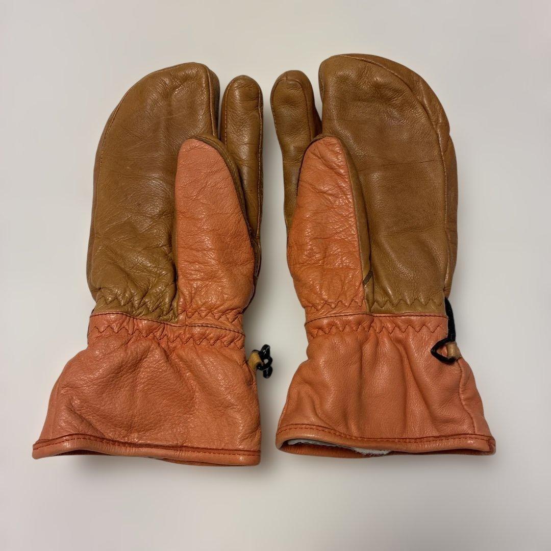 スキースノーボード用Hestra レザー ミトングローブ オレンジ/ブラウン