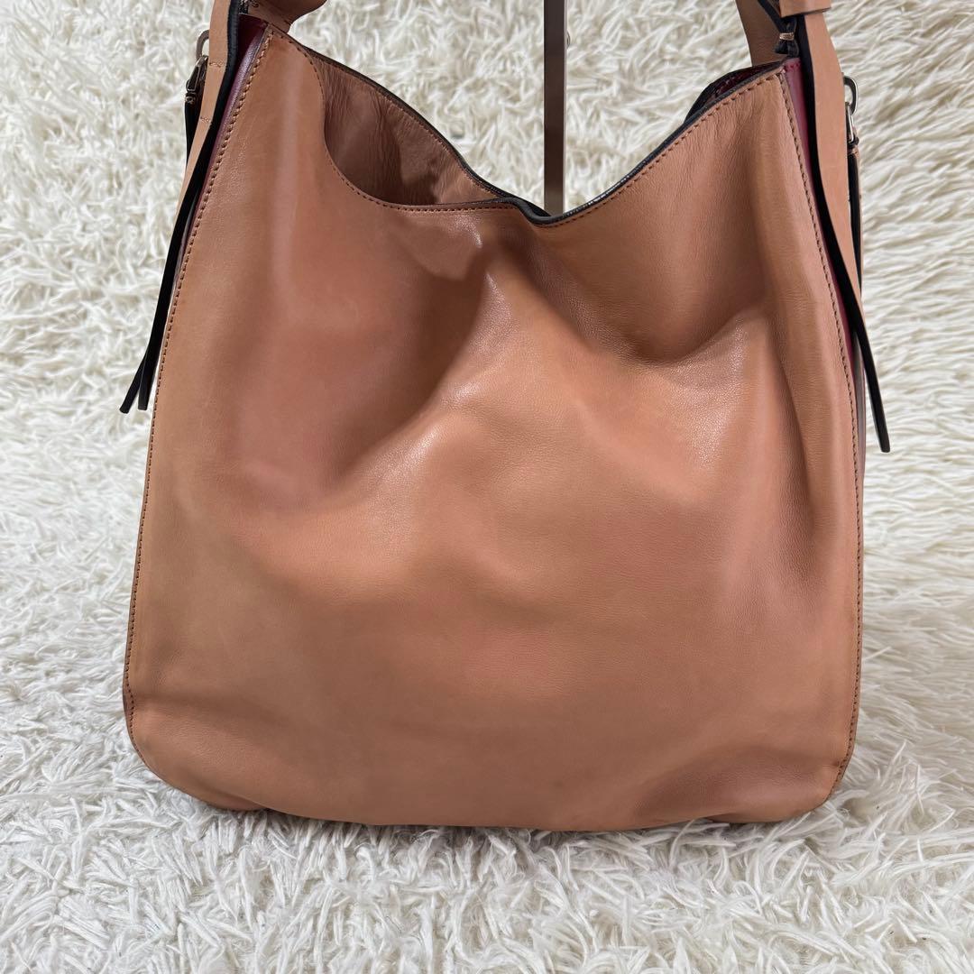 マルニ　バイカラー　ホーボー　レザー　ショルダー　バッグ　ポーチ付　ブラウン