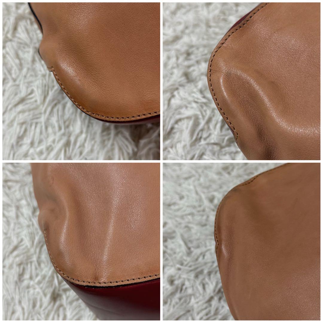 マルニ　バイカラー　ホーボー　レザー　ショルダー　バッグ　ポーチ付　ブラウン