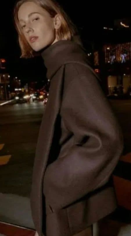 【新品】ZARA ウール ショートスカーフコートブラウン（XS）