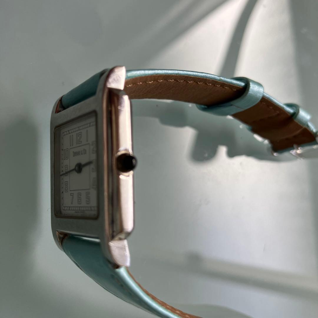 Tiffany & Co. 水色レザー腕時計