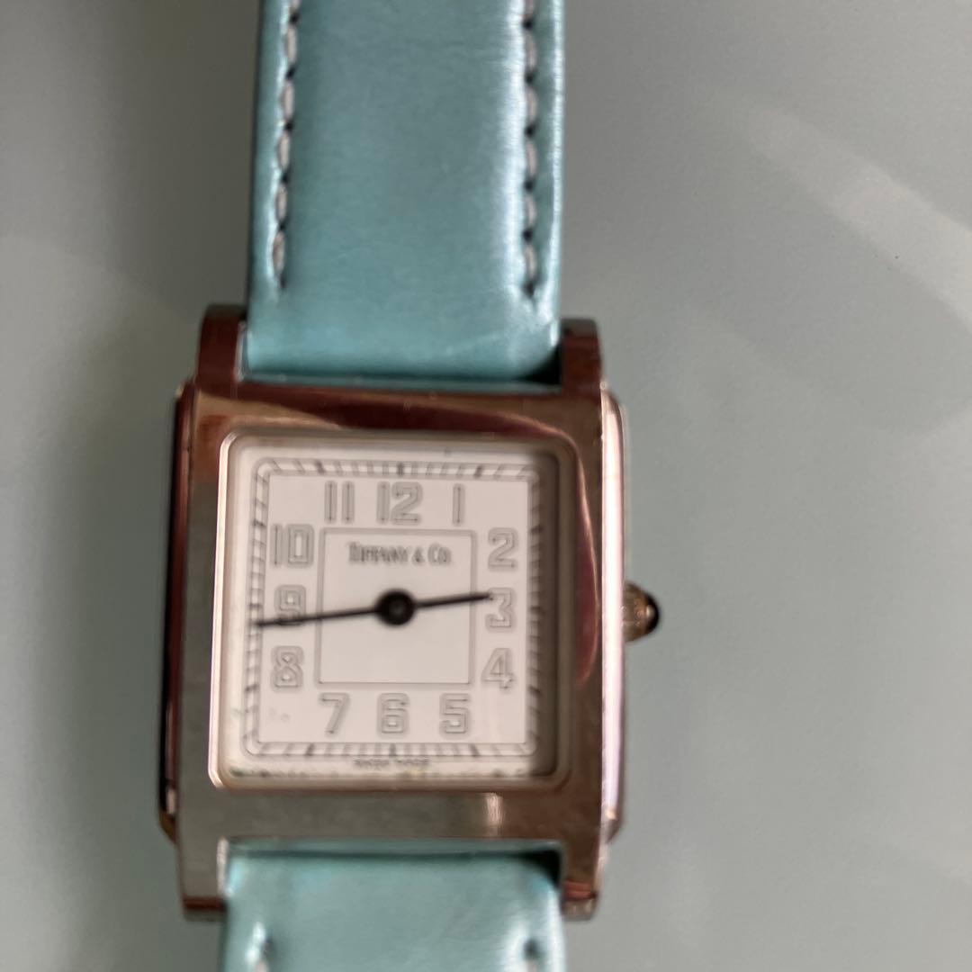 Tiffany & Co. 水色レザー腕時計