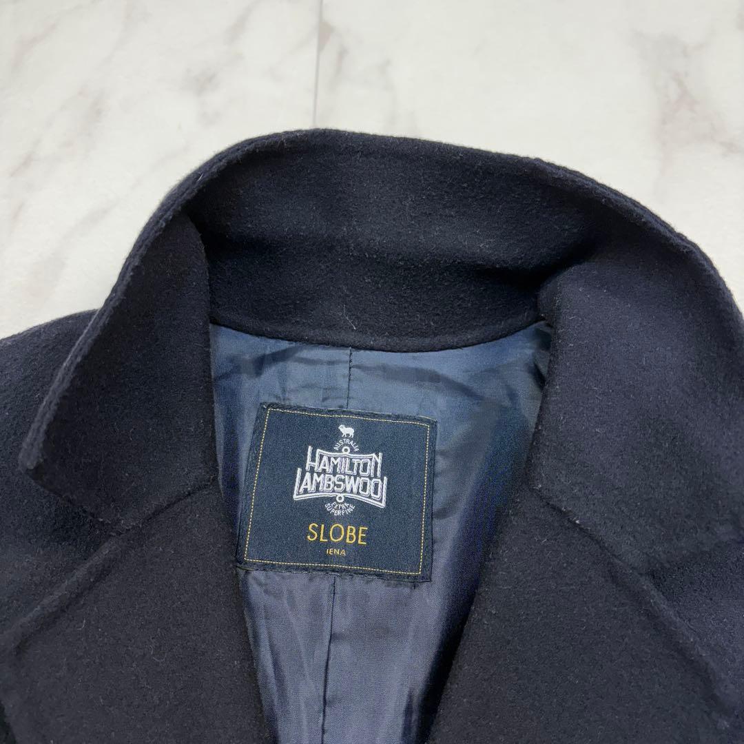 スローブイエナ　ハミルトン　ダブルフェイス　ウールチェスターコート　紺　Free