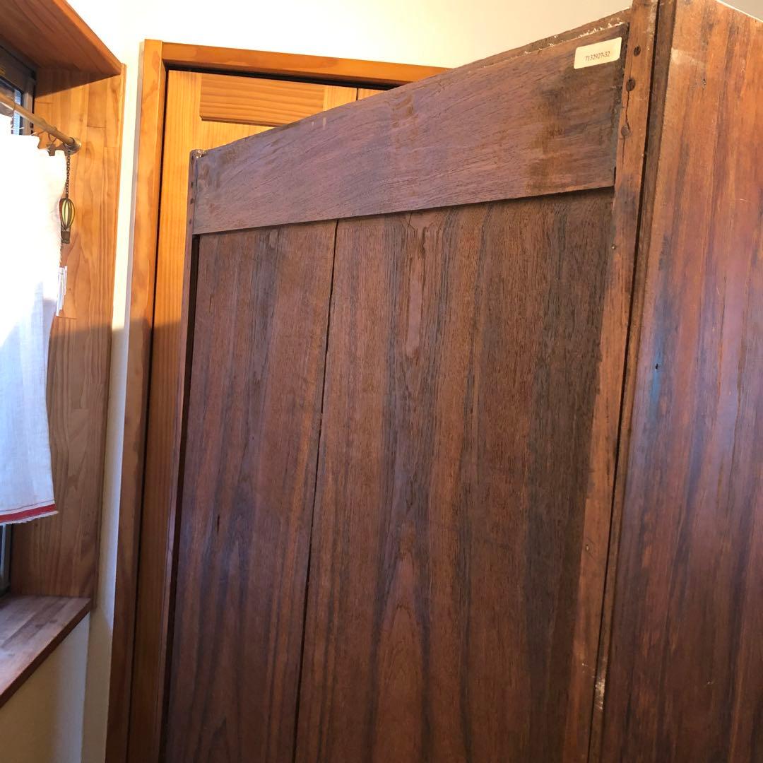 レトロ オーク材 本箱 食器棚 書庫 戸棚 収納 キャビネット