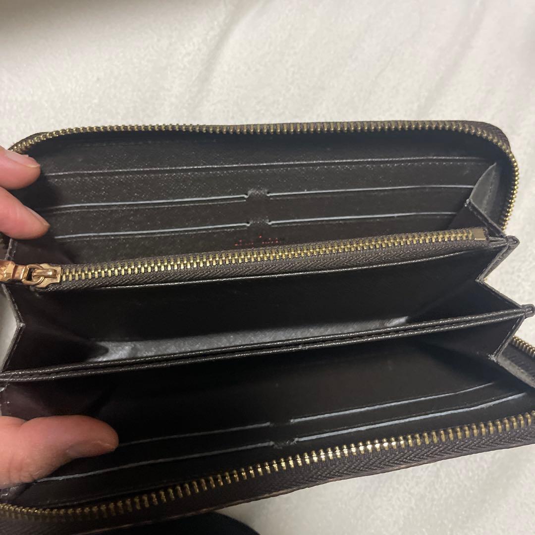 ダミエパターン 長財布 ゴールドファスナー