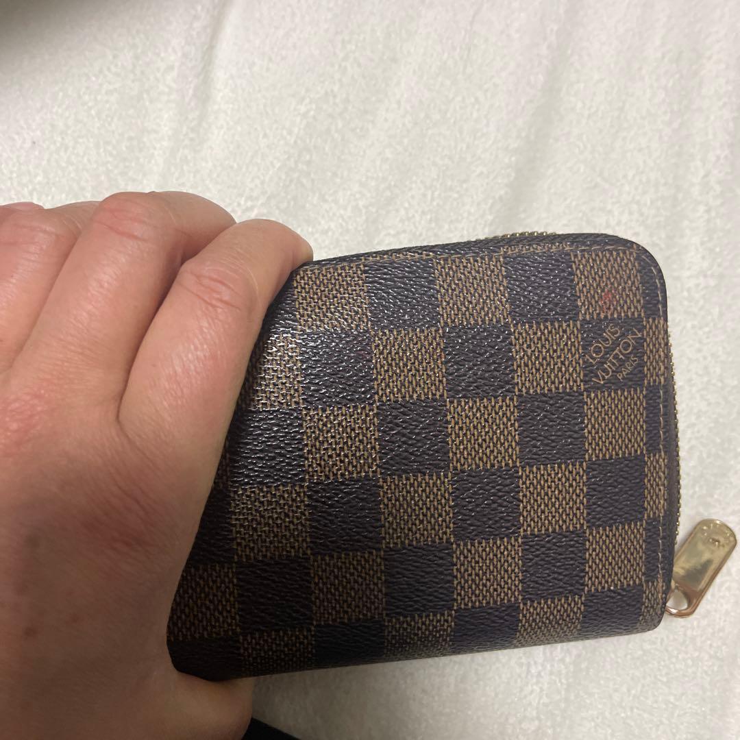 ダミエパターン 長財布 ゴールドファスナー