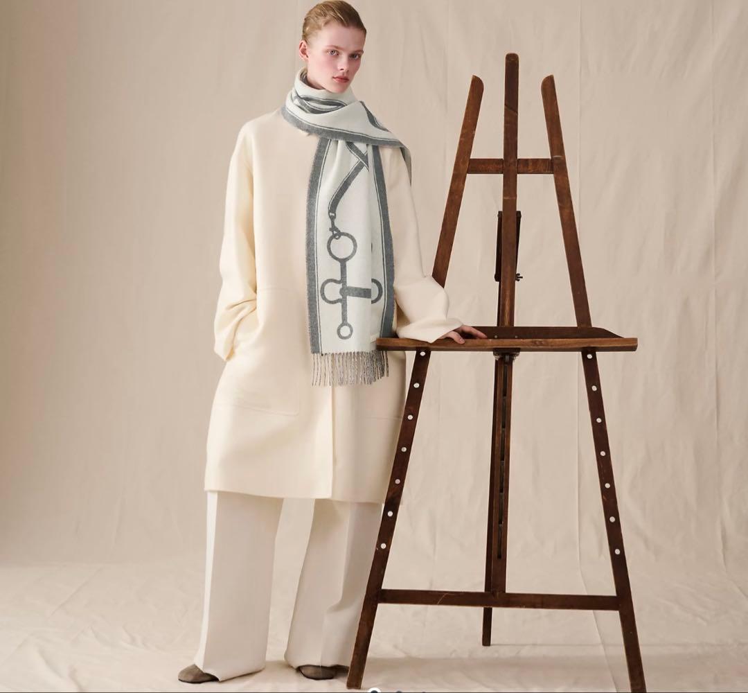 エルメスマフラー　モール　グレー色　新品未使用