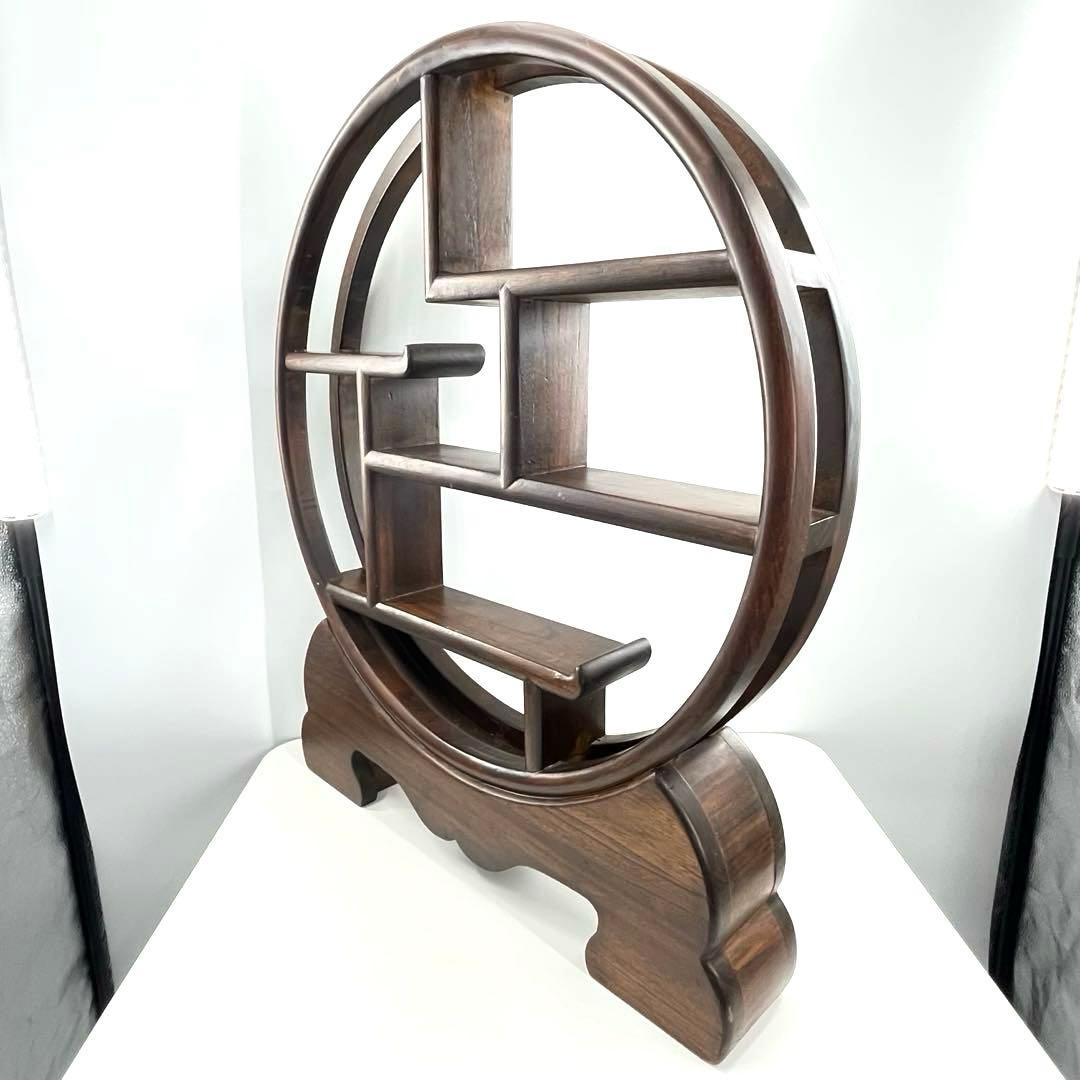 大型 中国古美術 シノワズリ 円形 茶器棚 飾り棚 インテリア アンティーク