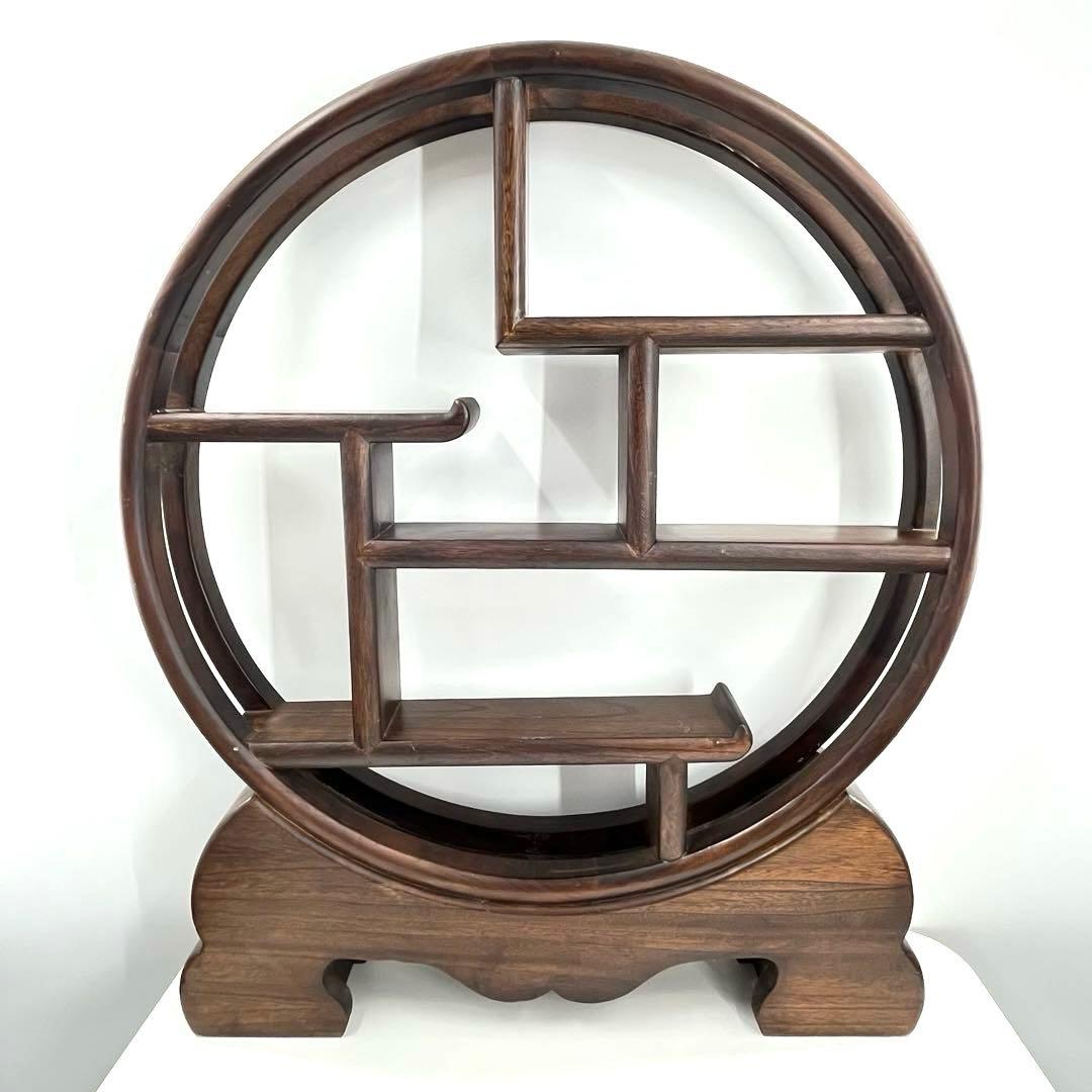 大型 中国古美術 シノワズリ 円形 茶器棚 飾り棚 インテリア アンティーク