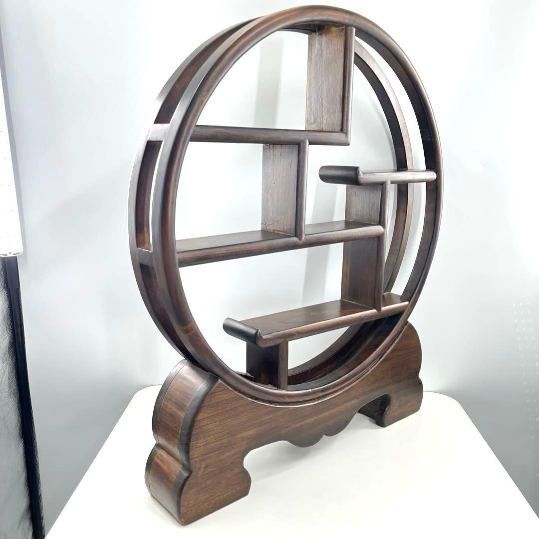 大型 中国古美術 シノワズリ 円形 茶器棚 飾り棚 インテリア アンティーク