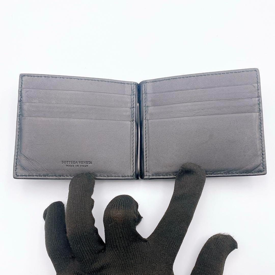 ボッテガ ヴェネタ イントレチャート 二つ折り財布 マネークリップ ブラック