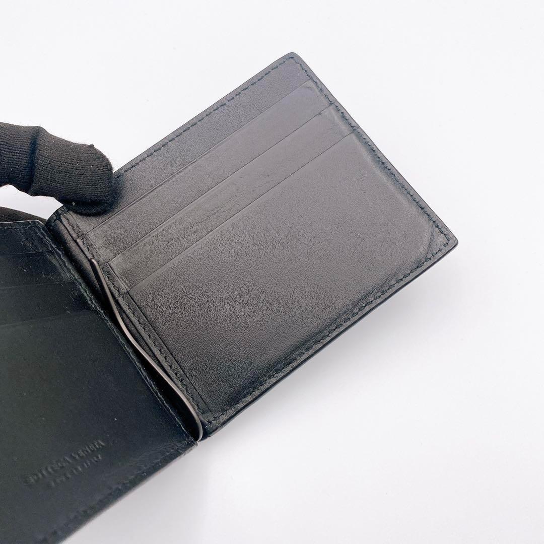 ボッテガ ヴェネタ イントレチャート 二つ折り財布 マネークリップ ブラック