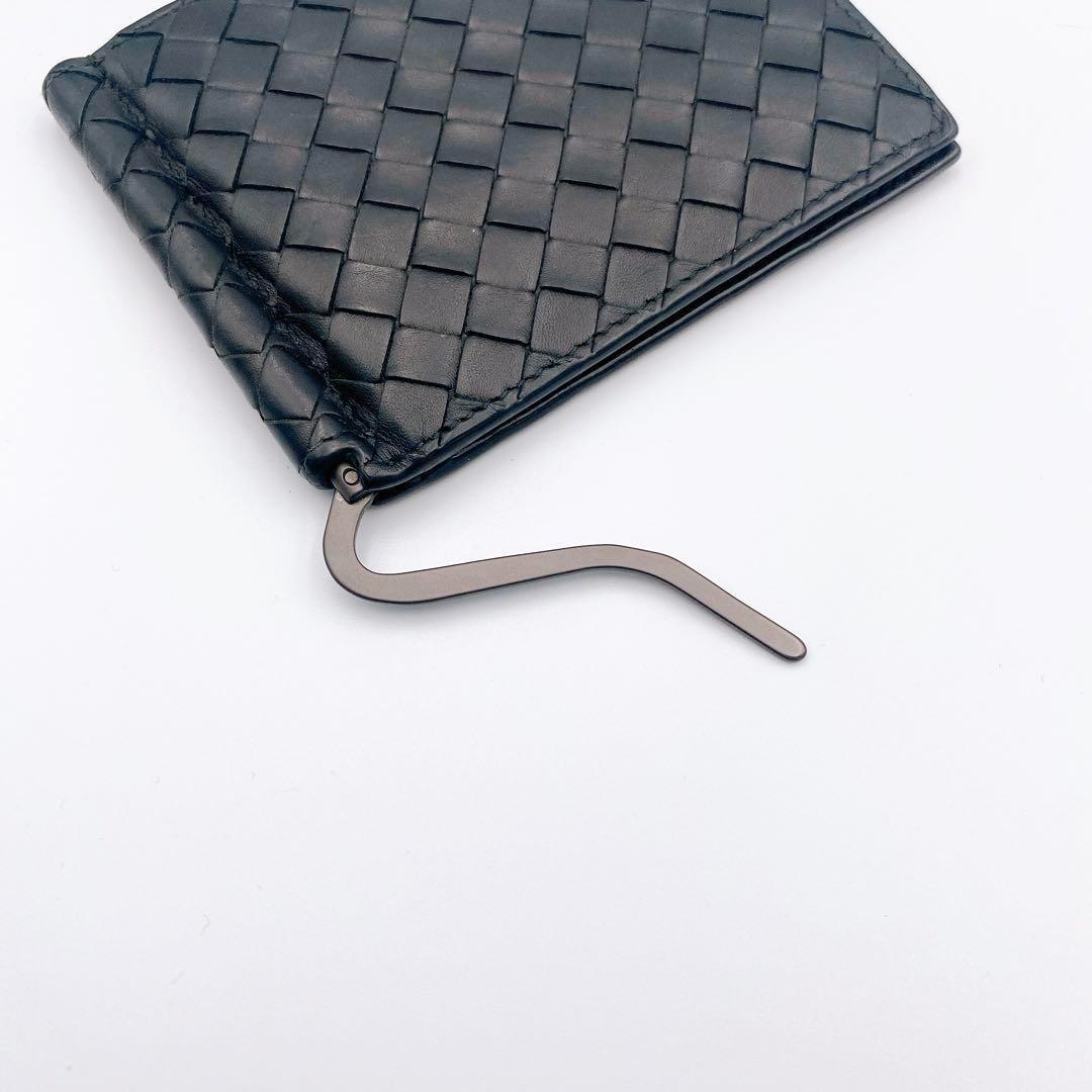 ボッテガ ヴェネタ イントレチャート 二つ折り財布 マネークリップ ブラック