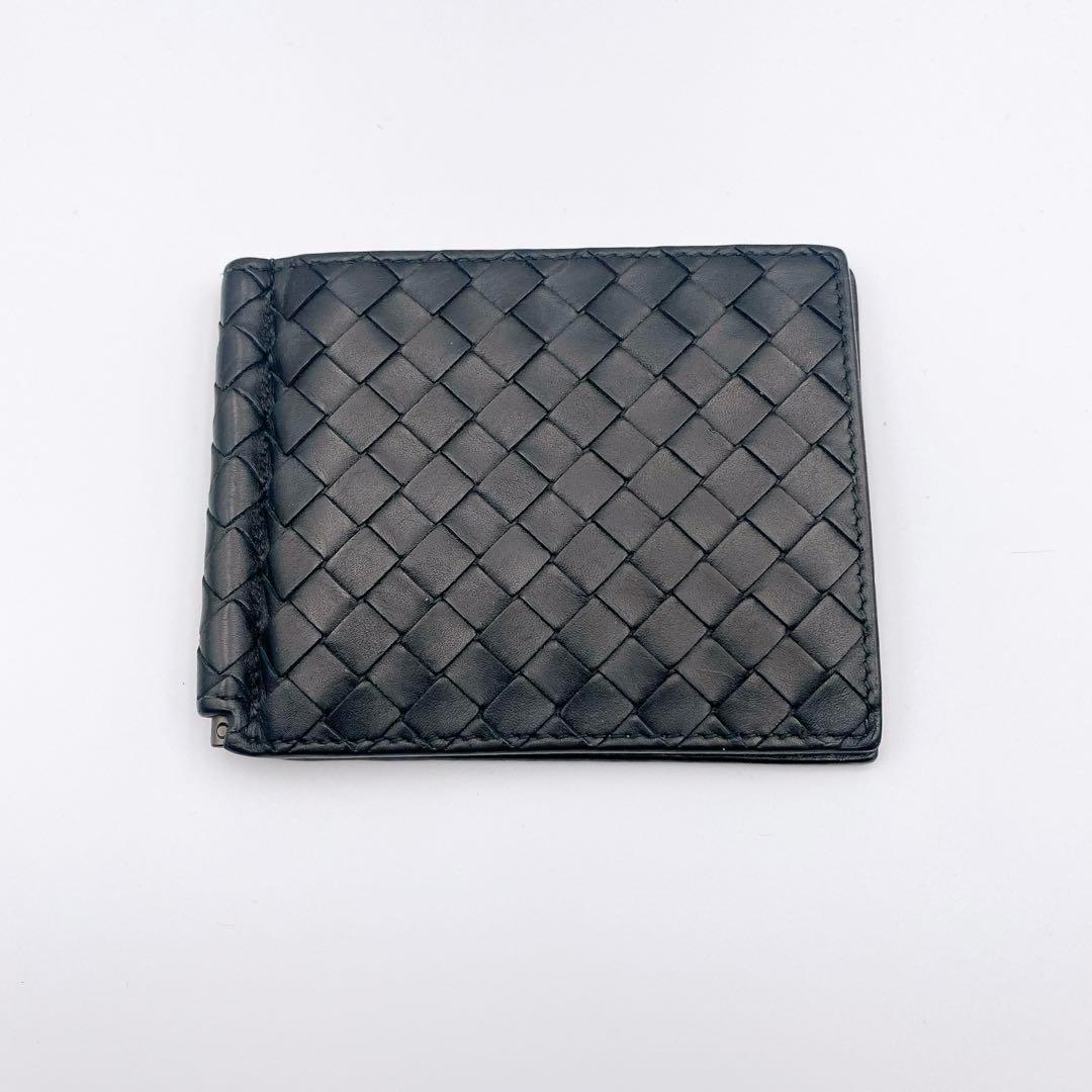ボッテガ ヴェネタ イントレチャート 二つ折り財布 マネークリップ ブラック
