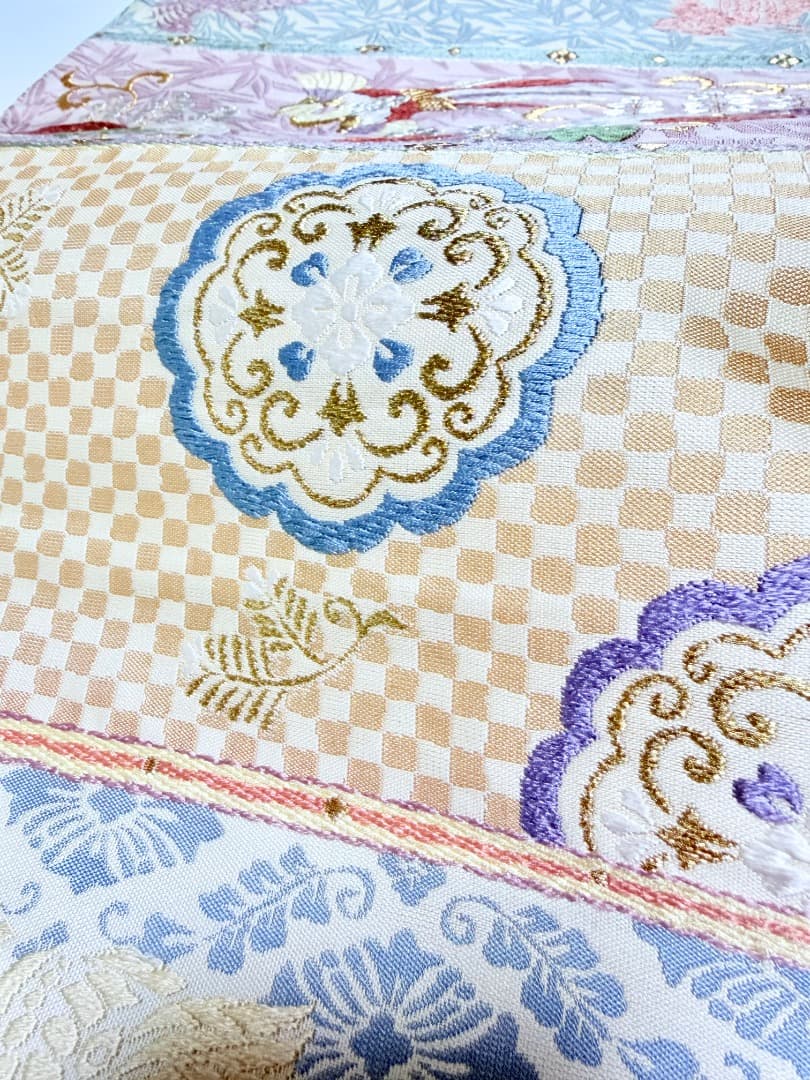 高級 袋帯 正絹 六通柄 パステルカラー 唐織 訪問着 色無地 約90万円