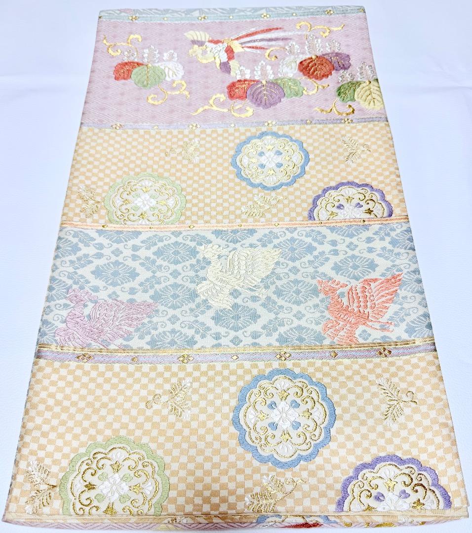 高級 袋帯 正絹 六通柄 パステルカラー 唐織 訪問着 色無地 約90万円