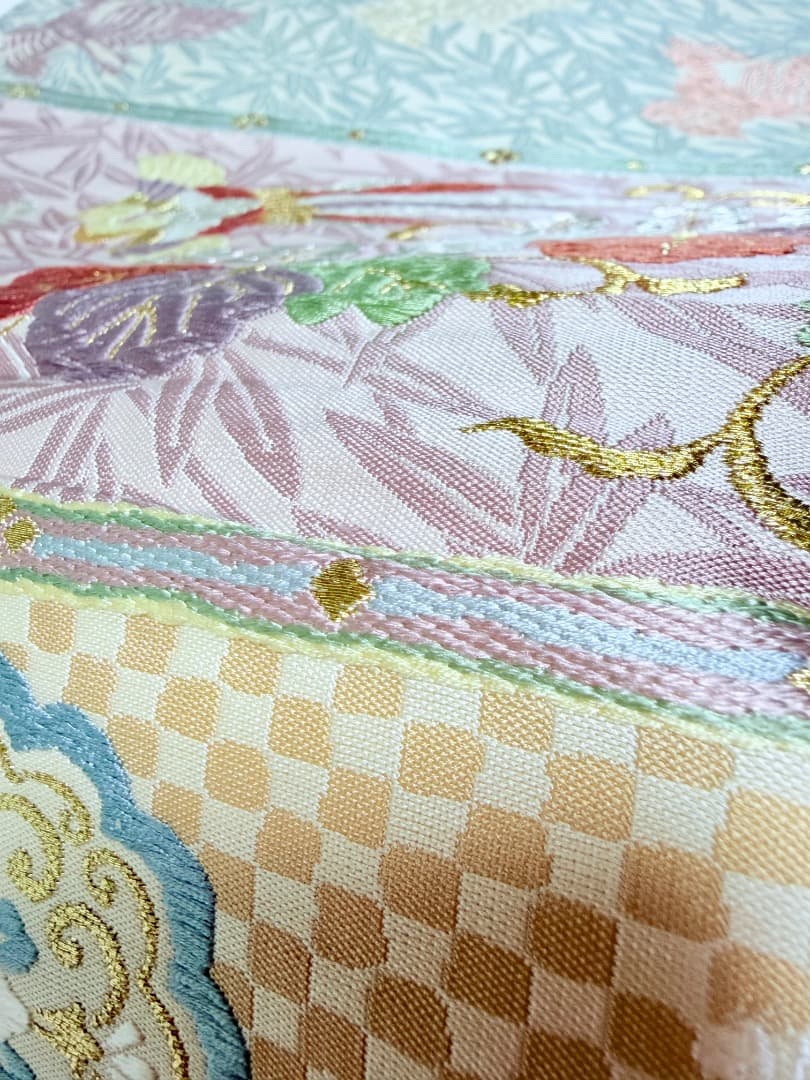 高級 袋帯 正絹 六通柄 パステルカラー 唐織 訪問着 色無地 約90万円