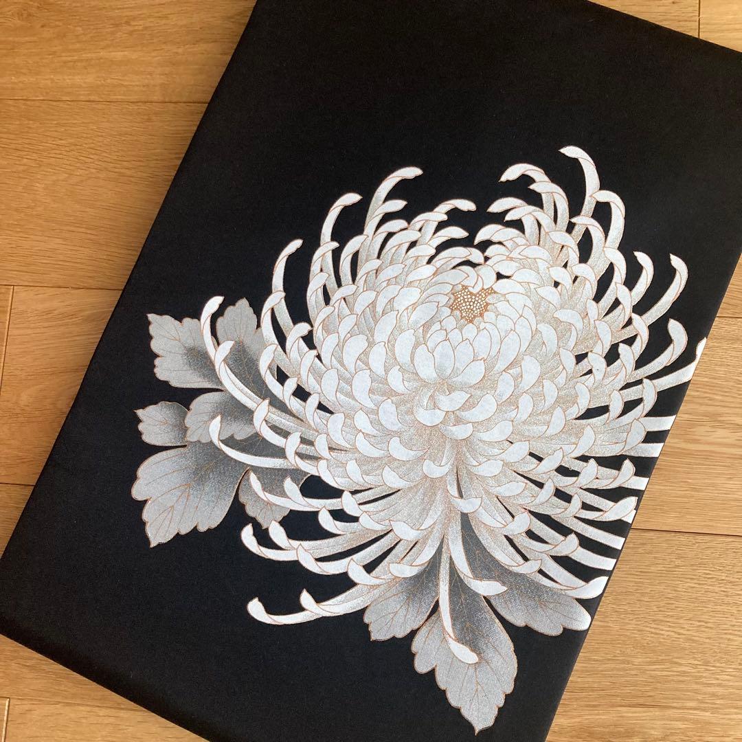 週末セール❤️新品未使用　正絹　名古屋帯 大輪　菊　ラメ　黒紫地