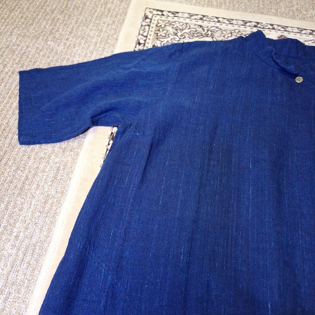 美品★ 群言堂　登美　麻50綿50　ロングワンピース