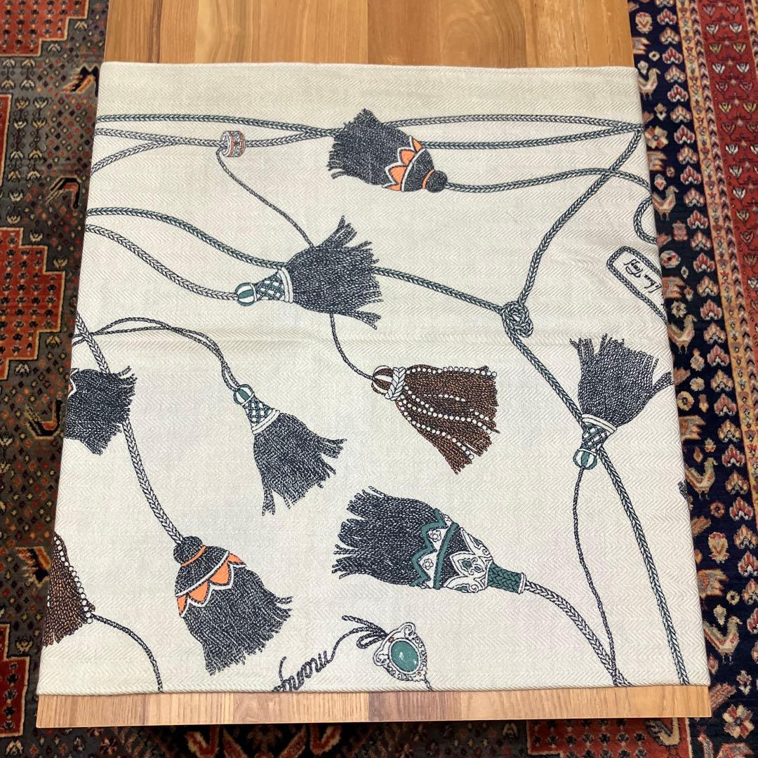 マニプリ大判ウール＆シルクストール、タッセル