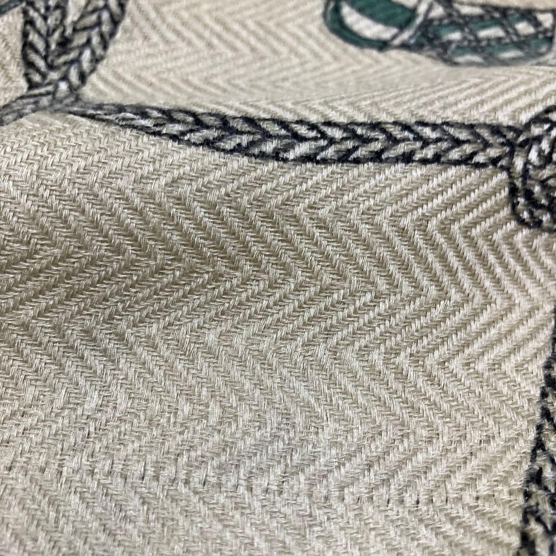 マニプリ大判ウール＆シルクストール、タッセル