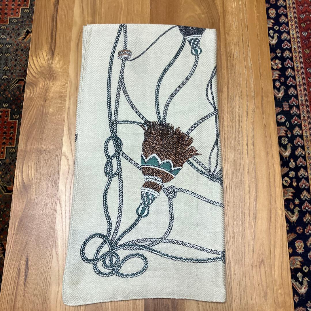 マニプリ大判ウール＆シルクストール、タッセル