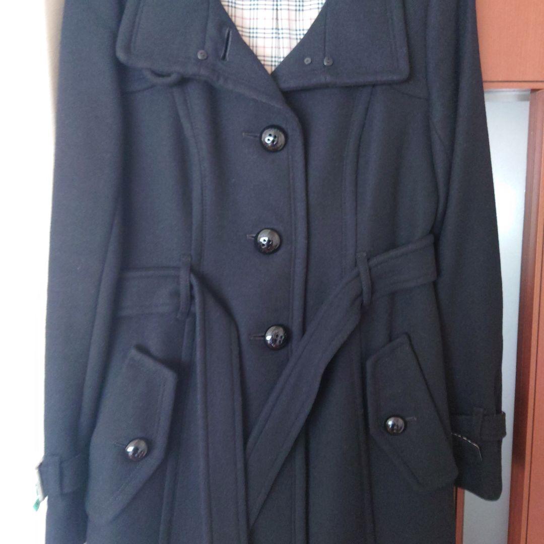 バーバリーブルーレーベル ブラック 40 黒 ピーコート クリーニング済