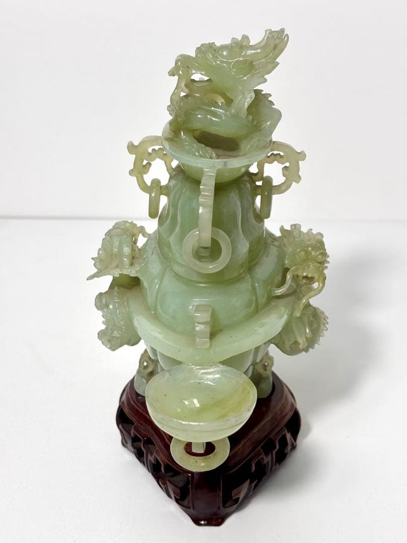く*ん様 株*I様 #ネフライト彫刻 飾壺（龍装飾・台座付）