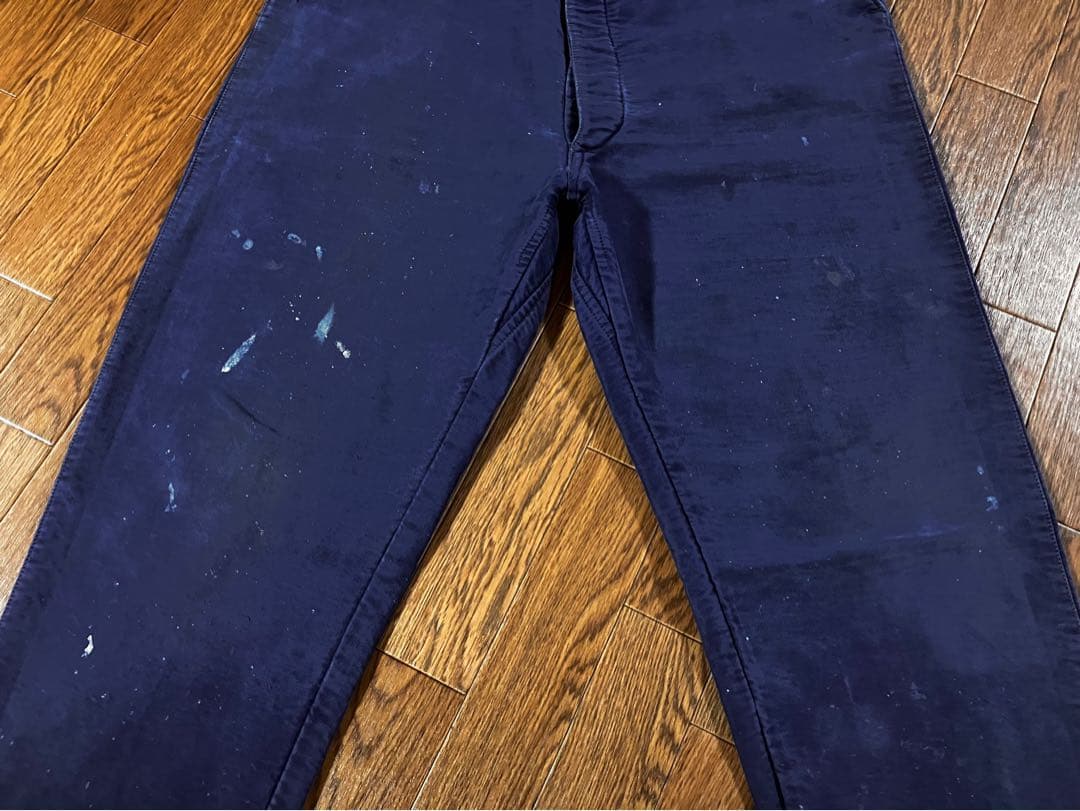 40s モンサンミッシェル モールスキンパンツ ブルー 36インチ 刺繍タグ