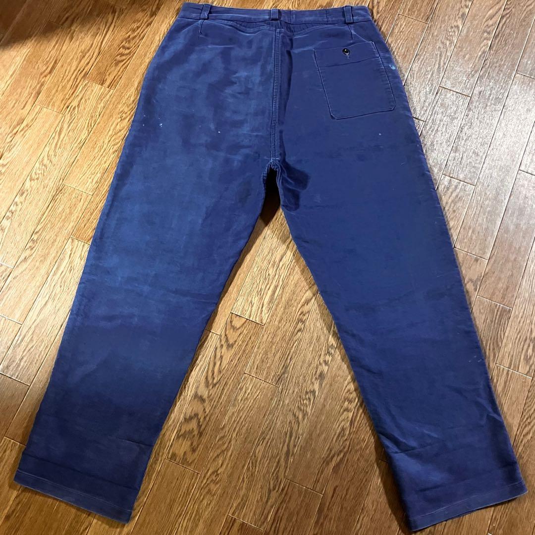 40s モンサンミッシェル モールスキンパンツ ブルー 36インチ 刺繍タグ